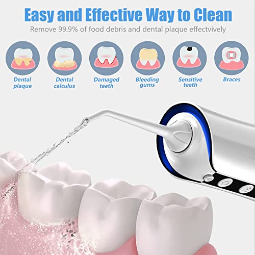 TUREWELL Water Dental Flosser Cordless, Oral Irrigator for Teeth Cleaner, 5 J...