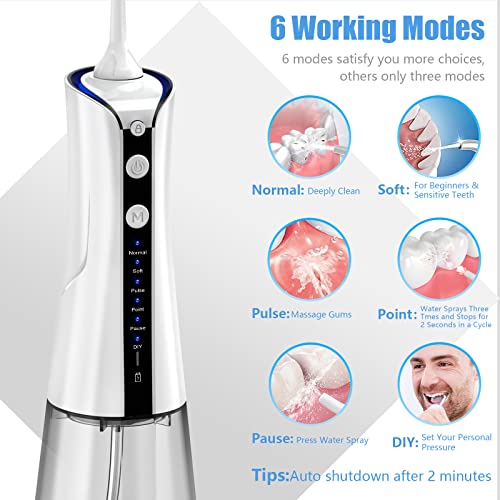 TUREWELL Water Dental Flosser Cordless, Oral Irrigator for Teeth Cleaner, 5 J...