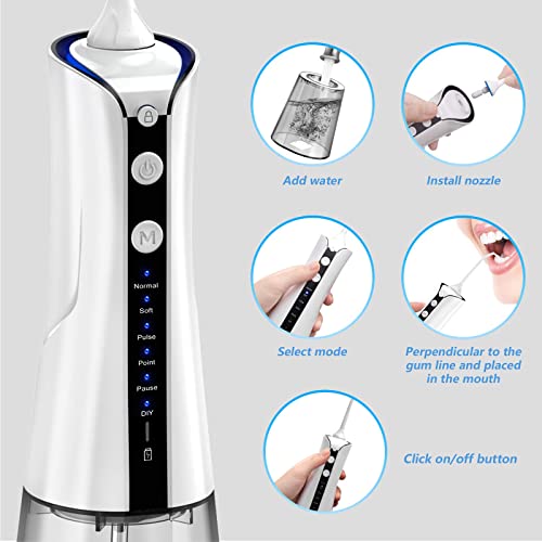 TUREWELL Water Dental Flosser Cordless, Oral Irrigator for Teeth Cleaner, 5 J...