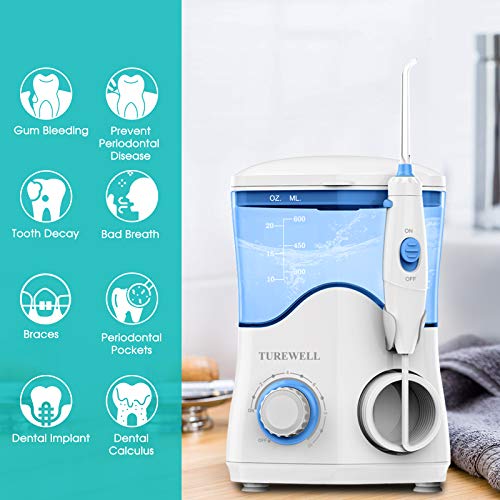 TUREWELL Water Dental Oral Irrigator for Teeth/Braces,10 Pressure Levels Wate...