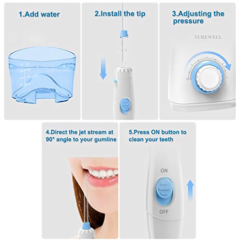 TUREWELL Water Dental Oral Irrigator for Teeth/Braces,10 Pressure Levels Wate...