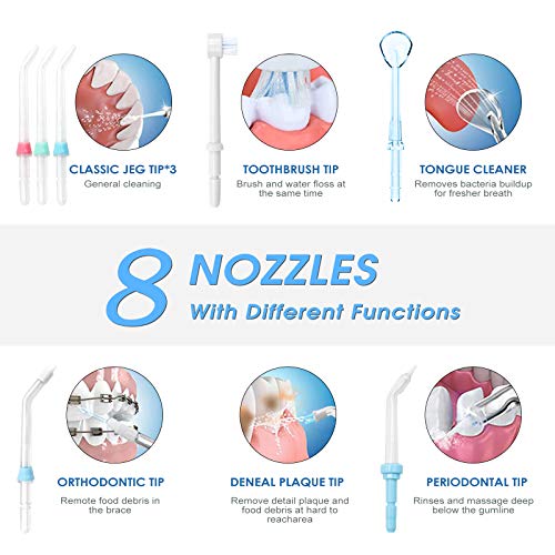 TUREWELL Water Flossing Oral Irrigator, 600ML Dental Water Teeth Cleaner 10 A...