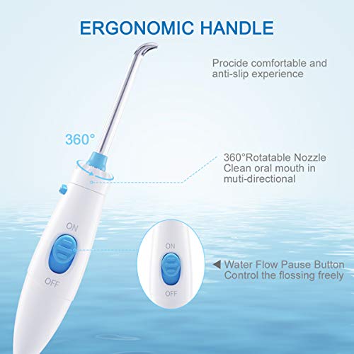 TUREWELL Water Flossing Oral Irrigator, 600ML Dental Water Teeth Cleaner 10 A...