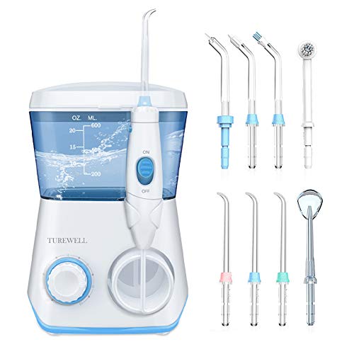 TUREWELL Water Flossing Oral Irrigator, 600ML Dental Water Teeth Cleaner 10 A...