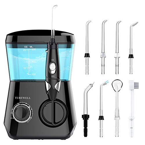 TUREWELL Water Flossing Oral Irrigator, 600ML Dental Water Teeth Cleaner 10 A...