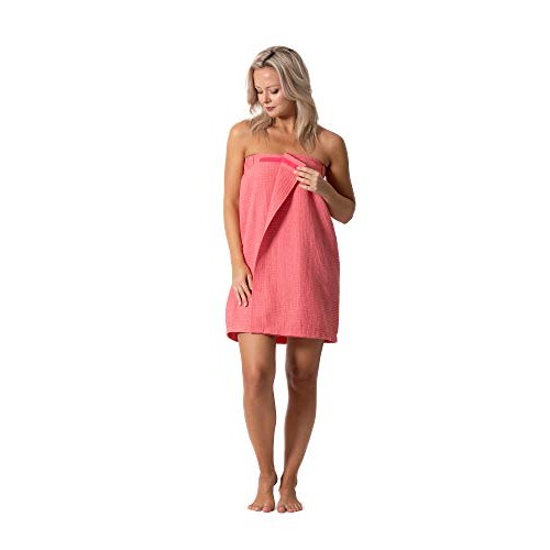 Turkish Linen Women’s Waffle Spa Body Wrap with Adjustable Closure (XX-Large,...