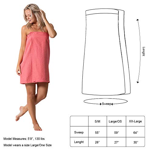 Turkish Linen Women’s Waffle Spa Body Wrap with Adjustable Closure (XX-Large,...