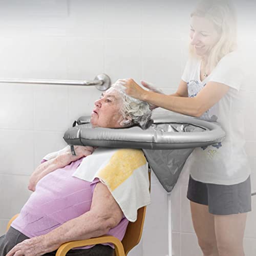 Portable Shampoo Bowl Inflatable Hair Washing Tray for Sink Home, Rinse Basin...