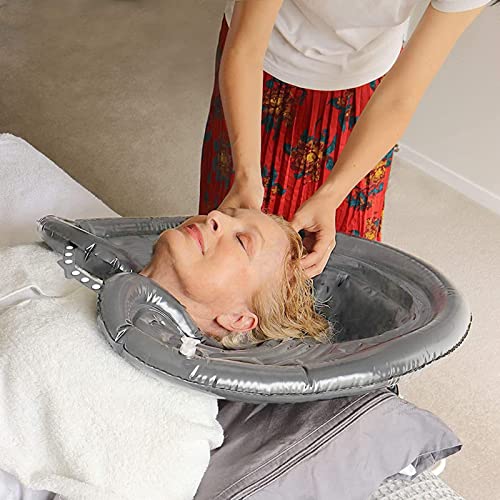 Portable Shampoo Bowl Inflatable Hair Washing Tray for Sink Home, Rinse Basin...