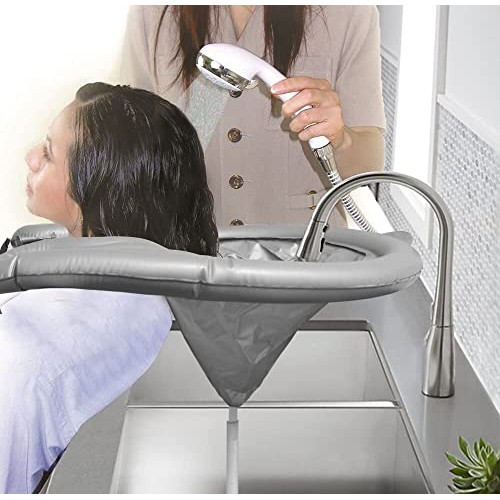 Portable Shampoo Bowl Inflatable Hair Washing Tray for Sink Home, Rinse Basin...