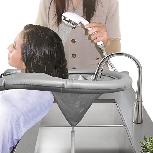 Portable Shampoo Bowl Inflatable Hair Washing Tray for Sink Home, Rinse Basin...