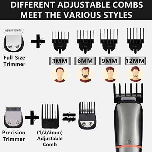 Beard Trimmer for Men Electric Razor Waterproof Professional Hair Clippers 6 ...