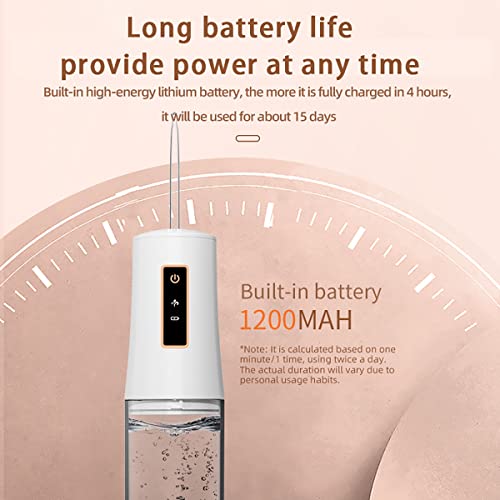 Cordless Dental Water Flosser, Oral Irrigator with 3 Modes 4 Jet Tips, IPX7 W...