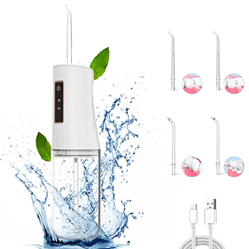 Cordless Dental Water Flosser, Oral Irrigator with 3 Modes 4 Jet Tips, IPX7 W...