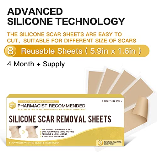 Silicone Scar Sheets, Medical Silicone Scar Tape Easy-Tear & Pain-Free Remova...