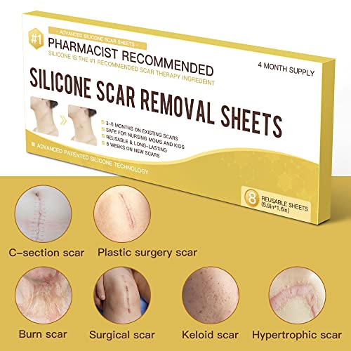 Silicone Scar Sheets, Medical Silicone Scar Tape Easy-Tear & Pain-Free Remova...