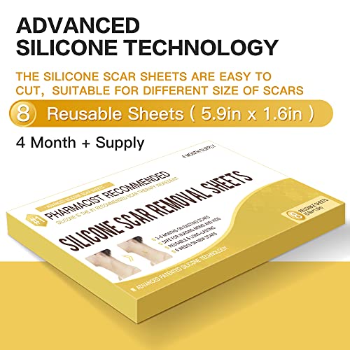 Silicone Scar Sheets, Medical Silicone Scar Tape Easy-Tear & Pain-Free Remova...