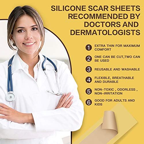Silicone Scar Sheets, Medical Silicone Scar Tape Easy-Tear & Pain-Free Remova...