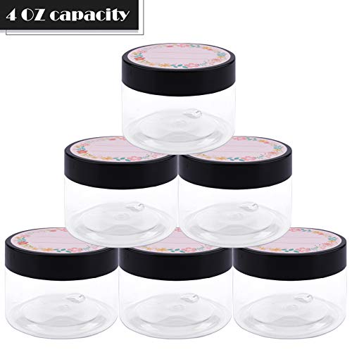 TUZAZO 4 Oz Plastic Containers with Lids and Labels BPA Free, Clear Empty Ref...