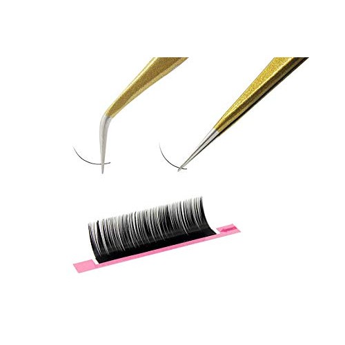 Tvoip 2 Pcs Gold Stainless Steel Tweezers for Eyelash Extensions, Straight an...