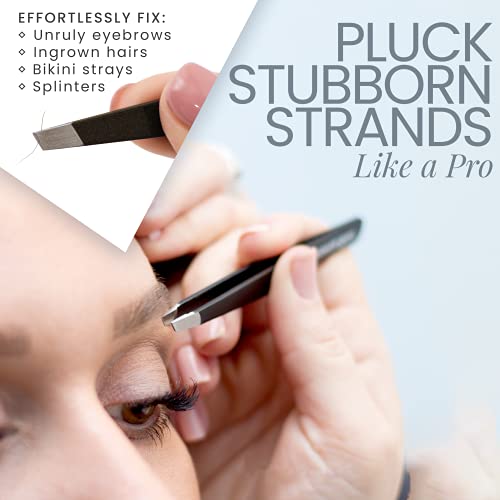 Tweezer Guru Eyebrow Tweezer Set (4-Piece) for Women & Men - Professional Sla...