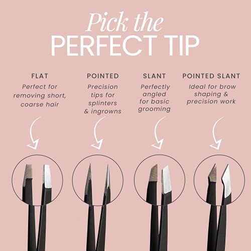 Tweezer Guru Eyebrow Tweezer Set (4-Piece) for Women & Men - Professional Sla...