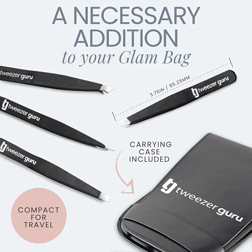 Tweezer Guru Eyebrow Tweezer Set (4-Piece) for Women & Men - Professional Sla...