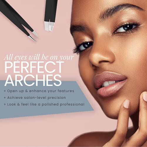 Tweezer Guru Eyebrow Tweezer Set (4-Piece) for Women & Men - Professional Sla...