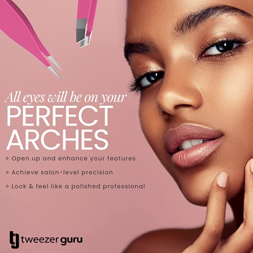 Tweezer Guru Eyebrow Tweezers for Women & Men - Set of 2, Professional, Stain...