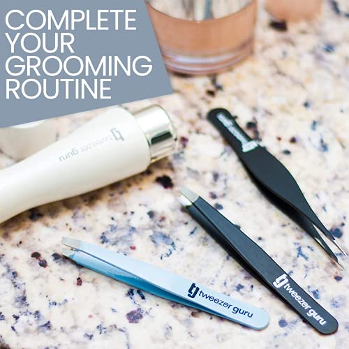 Tweezer Guru Eyebrow Tweezers for Women & Men - Set of 2, Professional, Stain...