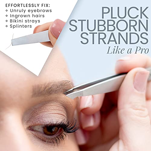 Tweezer Guru Tweezers Set - 4-piece Slanted and Pointed Stainless Steel Preci...