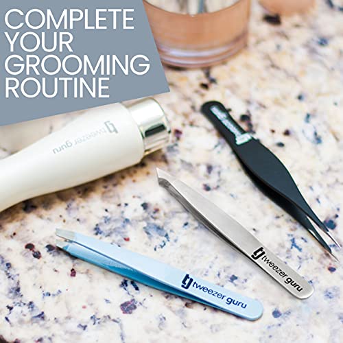 Tweezer Guru Tweezers Set - 4-piece Slanted and Pointed Stainless Steel Preci...