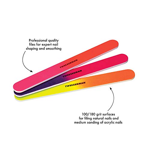 Tweezerman Piece Neon Hot Nail Files, Assorted 3 Count