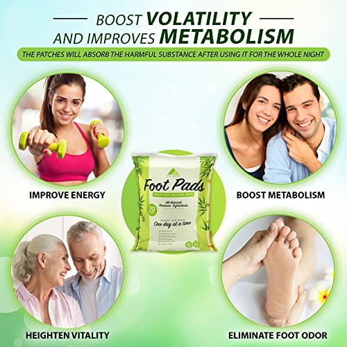 All Natural Ingredients Foot Pads, 70 Pads - Improves Sleep Quality, Relieves...