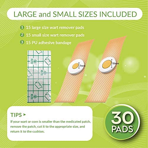Wart Remover Pads, Remove Plantar and Common Warts | Advanced Natural Formula...