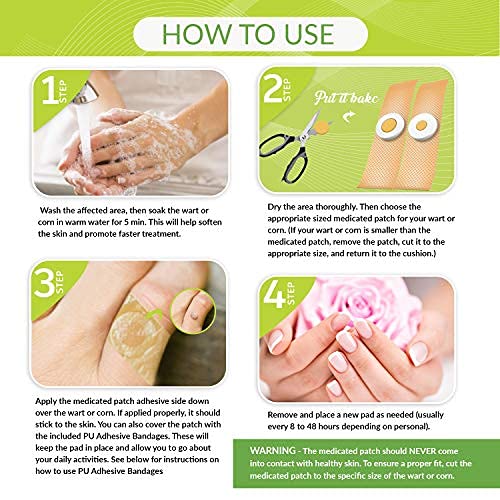 Wart Remover Pads, Remove Plantar and Common Warts | Advanced Natural Formula...