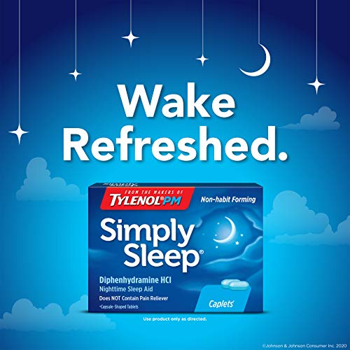 Simply Sleep Nighttime Sleep Aid Caplets with 25 mg Diphenhydramine HCl, Non-...