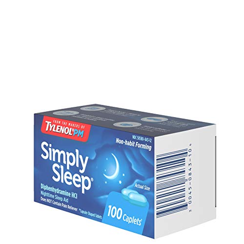 Simply Sleep Nighttime Sleep Aid Caplets with 25 mg Diphenhydramine HCl, Non-...