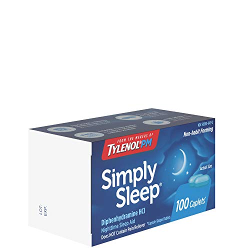 Simply Sleep Nighttime Sleep Aid Caplets with 25 mg Diphenhydramine HCl, Non-...