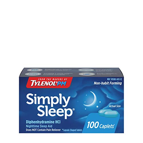 Simply Sleep Nighttime Sleep Aid Caplets with 25 mg Diphenhydramine HCl, Non-...