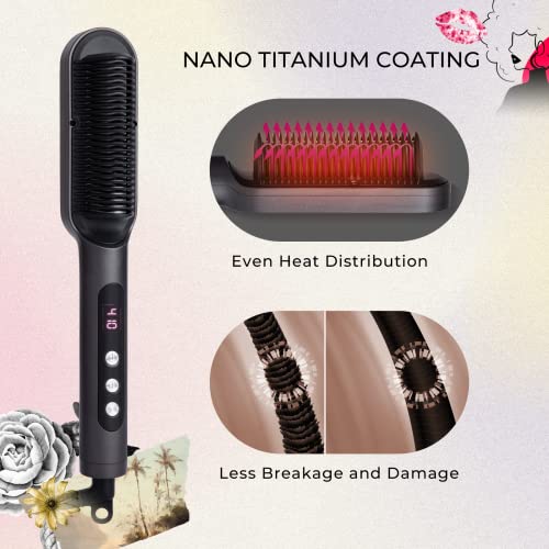 TYMO RING PLUS Ionic Hair Straightener Comb - Hair Straightening Brush & Iron...