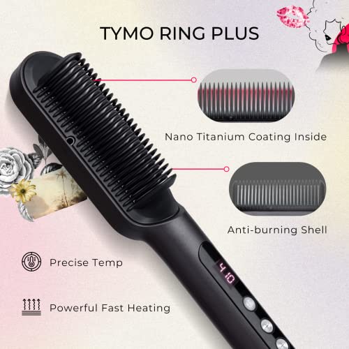 TYMO RING PLUS Ionic Hair Straightener Comb - Hair Straightening Brush & Iron...