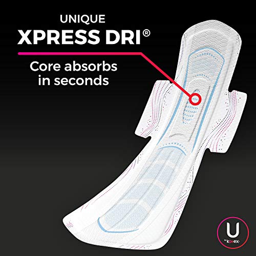 U by Kotex AllNighter Overnight Feminine Pads with Wings, Ultra Thin, 108 Cou...