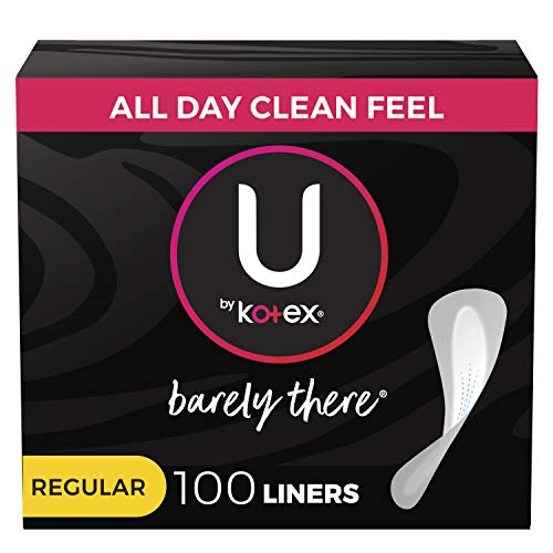U by Kotex Barely There Thin Panty Liners, Light Absorbency, Regular Length, ...