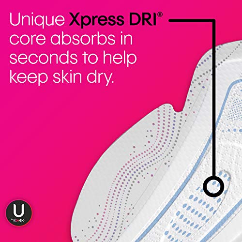 U by Kotex CleanWear Ultra Thin Feminine Pads with Wings, Regular Absorbency,...