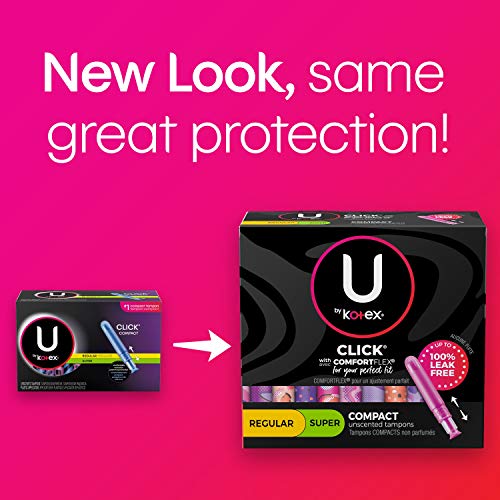 U by Kotex Click Compact Multipack Tampons, Regular/Super Absorbency, Unscent...