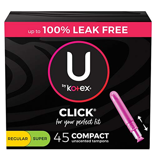 U by Kotex Click Compact Multipack Tampons, Regular/Super Absorbency, Unscent...