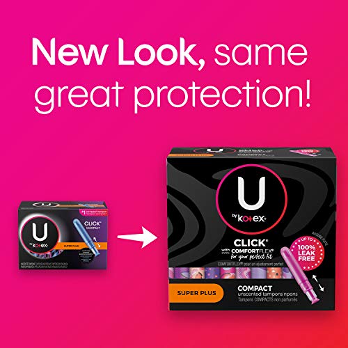 U by Kotex Click Compact Tampons, Super Plus Absorbency, Unscented, 16 Count