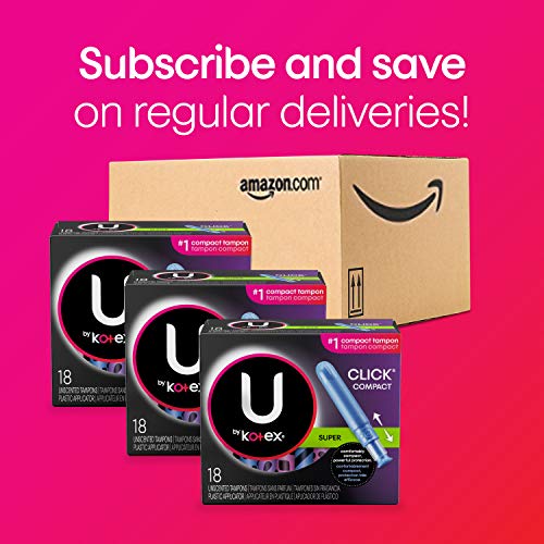U by Kotex Click Compact Tampons, Super Plus Absorbency, Unscented, 36 Count