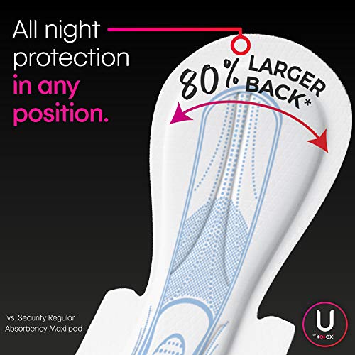 U by Kotex Security Feminine Maxi Pad with Wings, Overnight, Extra Heavy, Uns...